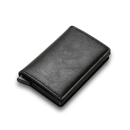 RFID Black Magic Trifold Leather Slim Mini Wallet